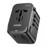 Maitinimo įkroviklis - Unitek 65W Universal Travel Adapter (P1122ABK01) 1xUSB-A 3xUSB-C 1xAC