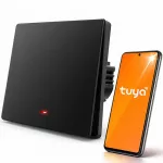 Qoltec 52722 I&scaron;manusis 1 grupės &scaron;viesos jungiklis WiFi Laikmatis Tuya I&scaron;manusis gyvenimas Juodas