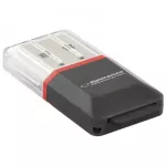 Esperanza EA134K kortelių skaitytuvas Juoda, Sidabras, Permatomas USB 2.0