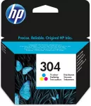 HP 304 Originalus Žydras, Rausvai raudona, Geltona