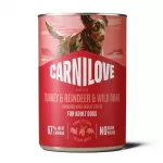 CARNILOVE Dog Turkey&Reindeer&Wild Boar - drėgnas pa&scaron;aras &scaron;unims - 400g