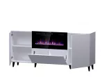PAFOS komoda su elektriniu židiniu 180x42x82 cm balta matinė