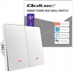 Qoltec 52706 I&scaron;manusis 2 klavi&scaron;ų &scaron;viesos jungiklis WiFi Laikmatis Tuya I&scaron;manusis gyvenimas Balta