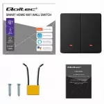 Qoltec 52708 I&scaron;manusis 2 klavi&scaron;ų &scaron;viesos jungiklis WiFi Laikmatis Tuya I&scaron;manusis gyvenimas Juodas