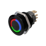 Metzler | Mygtukinis užraktas 19mm | LED Apskritas &scaron;viesos diodas RGB | IP67 IK10 | Aliuminis | Plok&scaron;čias | Lituotinės jungtys