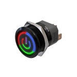 Metzler | Mygtukinis užraktas 22mm | LED Apskritas &scaron;viesos diodas RGB | IP67 IK10 | Aliuminis | Plok&scaron;čias | Lituotinės jungtys