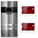 VDM10 2.0 video domofonas | Pilnas komplektas su keičiamu vardiniu skydeliu | 2 skambinimo mygtukai | Plug & Play | &Scaron;lifuotas nerūdijantis plienas | Neo