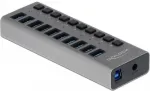 63670 I&scaron;orinis 5 Gbps USB &scaron;akotuvas su 10 prievadų ir jungikliu