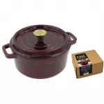 Čuguna sautējamais katls apaļ&scaron; ar vāku 3,6L / 24cm ķir&scaron;u sarkans