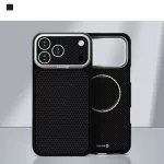 Evelatus Apple iPhone 17 Pro prabangus anglies pluo&scaron;to MagSafe dėklas, juodas