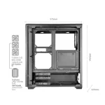 TACENS MARS MC-QUANTUM Mid-Tower ATX korpusas su 3x120mm FDB ventiliatoriais + 1x120mm ARGB ventiliatoriumi, USB-C, grūdintas stiklas, juodas