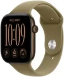 Apple Watch Series 12 GPS 42mm, tamsios bronzos aliuminio korpusas | alyvuogių spalvos sportinis dirželis &ndash; M/L