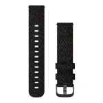 Garmin greitai atsegamas 20 mm juodojo pipiro spalvos austo nailono dirželis su &scaron;iferio spalvos metalinėmis detalėmis &mdash; 010-12924-13 Juoda