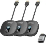 Unitek belaidė AV signalo perdavimo sistema &mdash; HDMI siųstuvas 1080p, 1 siųstuvas + 2 imtuvai, juoda