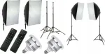 Xrec fotostudijos rinkinys 10 viename: 2 x LED lempa 1600 W (3000&ndash;6500 K) su pulteliu, softbox 50&times;70 cm, stovas 230 cm / 2 x Led803