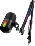 Rampage ARPEJ žaidimų kondensatorinis mikrofonas ant lanksčios rankos su RGB, juodas