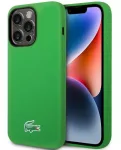 Lacoste Apple iPhone 15 Pro Max 6.7 skysto silikono mikropluo&scaron;to galinis dėklas su krokodilo logotipu, MagSafe, žalias