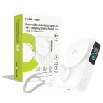 Mobile Origin 10000 mAh Qi2 TFT ekranas pusiau kietas powerbankas PB19 - USB-C laidas baltas