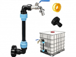 IBC konteinerio prailgintas adapteris su 3/4&times;1" kranu, 25 cm vamzdis,15 m PTFE juosta