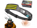 LED juostinis prožektorius ant galvos su judesio jutikliu - įkraunamas 3 juostelės cob xpe usb