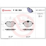 Stabdžių trinkelių rinkinys, diskinis stabdys BREMBO P 06 064
