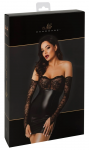Noir Handmade Orgia Powerwetlook Mini Dress & Lace Arm Gauntlets S