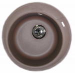 Granitinė plautuvė ROUND 1 coffee brown su sifonu