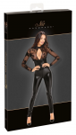Noir Handmade Powerwetlook Jumpsuit S, Velvet Flock Top, Black