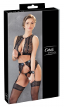 Cottelli Collection Bondage Lingerie Set S - 3-Piece Black Lace & Wet Look