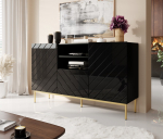 ABETO komoda 150x42x90 juoda blizgi