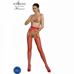 PASSION ECO Collection S008 Bodystocking, Red, Recycled Materials, One Size