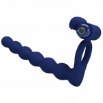 Pretty Love Ajmal Blue Vibrating Silicone Ring with Plug, 10 Modes