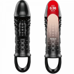 Pretty Love Cecelia Black Extension Sleeve with Vibrating Tip, TPR, Adjustable