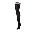 Kix'ies Tiffany A Thigh High Stockings Black - Diamond Pattern, Semi-Sheer