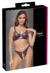 Cottelli Lingerie Wetlook Set Bra & Briefs Purple XL Adjustable Design