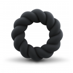 Rocks-Off Twist Intimate Silicone Ring Black - Flexible, Ribbed Design