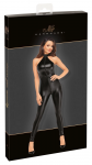 Noir Handmade Rhine Powerwetlook Jumpsuit XL with Rhinestones, Black