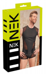 NEK Men's Matte Black Sleeveless Shirt with Mesh Panels, Size M