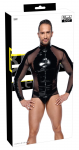 Black Level Vinyl & Mesh Shirt for Men S - Glossy Finish, Net Details