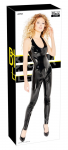 Black Level Vinyl Jumpsuit 2XL - Glossy Sleeveless Suit, 3-Way Zip