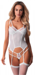 Obsessive Arrowel Basque S/M - White Lace Intimate Lingerie Set