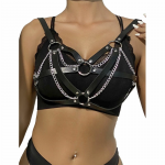 Subblime 953713 Black Punk-Inspired Belt with Metal Buckle, One Size