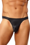 Male Power Satin Spandex Comfort Fit Thong S/M Black