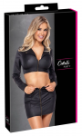 Cottelli PARTY Set - Matte Black Crop Jacket & Mini Skirt, Size S