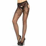 Leg Avenue Elegant Black Embroidered Mesh Panty One Size