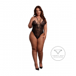 Obsessive Bodysuit 861-TED-1 Plus Size Lace Black Adjustable Fit