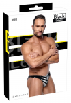 Black Level Vinyl Briefs for Men L Black & Silver Zip Detail