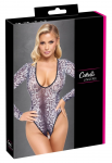 Cottelli Lingerie Body Snake S - Transparent Snakeskin Long Sleeve Bodysuit