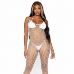 Leg Avenue Maxi Dress Woven Twist Net, Backless, One Size, White