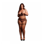 Obsessive 2-Piece Plus Size Set Open-Cup Bra & Lace-Up Panty Black XL-4XL